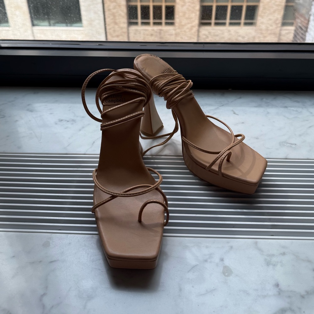 JEFFREY CAMPBELL Beige Strappy Platform Heels

Never worn. Size US 9 Women’s